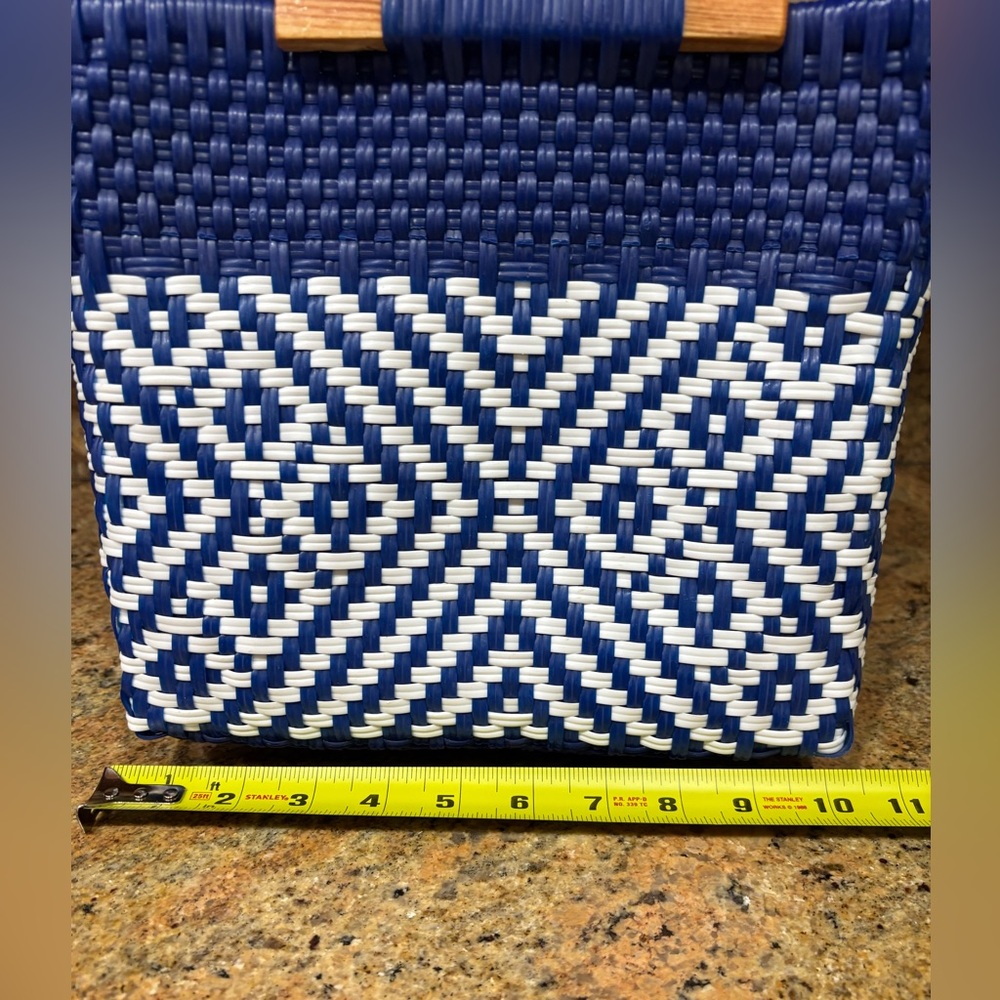Handcrafted Woven Blue and White Tote